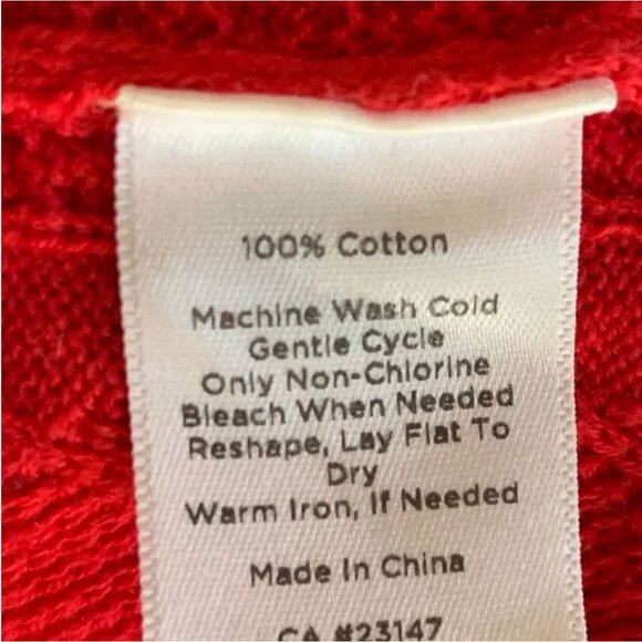 Talbots Red V-Neck Long Sleeve Knit Sweater Size Small - Picture 6 of 6